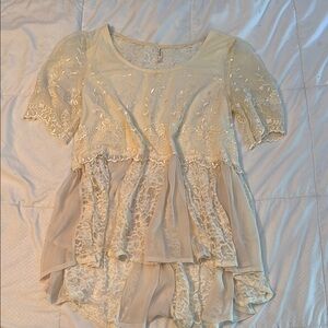 Free People Cream Lace Women's Top